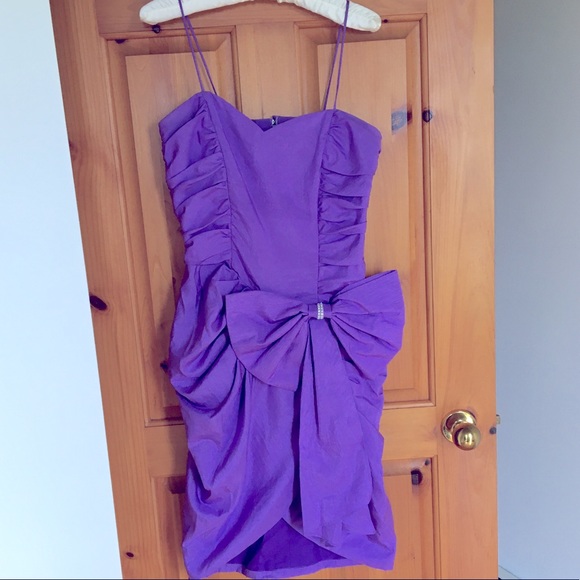 Vintage 1980s Designer PURPLE Strapless Dress - Picture 1 of 14